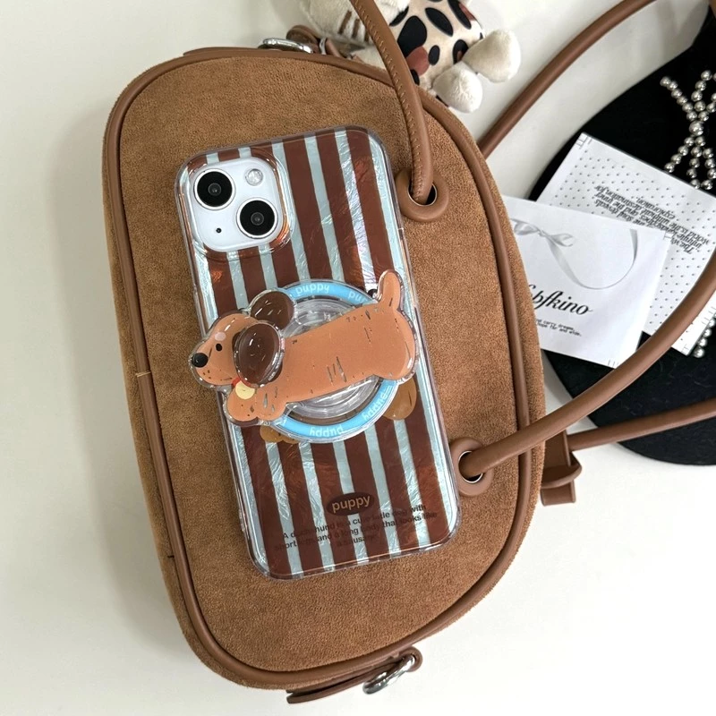 Huiwanju การ์ตูนลายดัชชุนเหมาะสําหรับ iphone16promax เคสโทรศัพท์มือถือ apple 13 ใหม่ 15promax วงเล็บดูดแม่เหล็ก 14 ผู้หญิง 11 สร้างสรรค์ 16 ป้องกันการตก