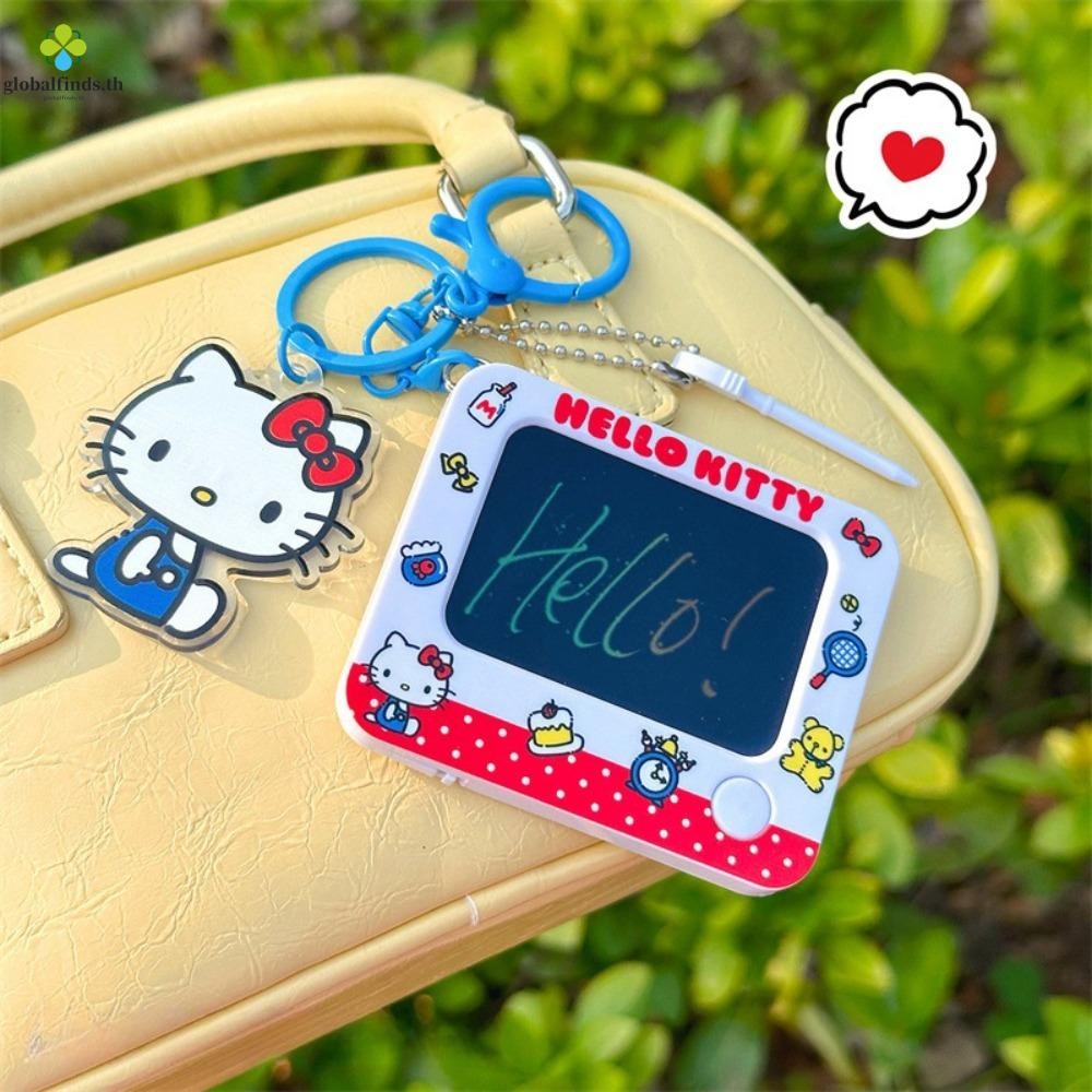 Lfids Kitty Cat Pop Bubble ของเล่นพวงกุญแจ, Pop It ปลายนิ้ว KT Cat Finger Bubble พวงกุญแจ, Mini Reusable Doodle Sketch Writing Pad จี้เครื่องประดับของขวัญ
