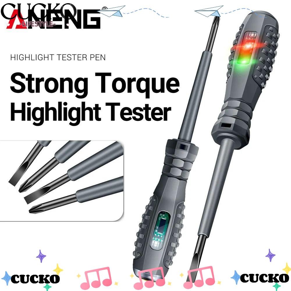 ปากกาทดสอบไฟฟ้า CUCKO การเหนี่ยวนําอัจฉริยะพร้อมไขควงตัวบ่งชี้เครื่องตรวจจับ Zero Live มัลติฟังก์ชั่น Word/Cross เครื่องมือช่างไฟฟ้าปากกาตรวจจับแรงดันไฟฟ้าในครัวเรือน