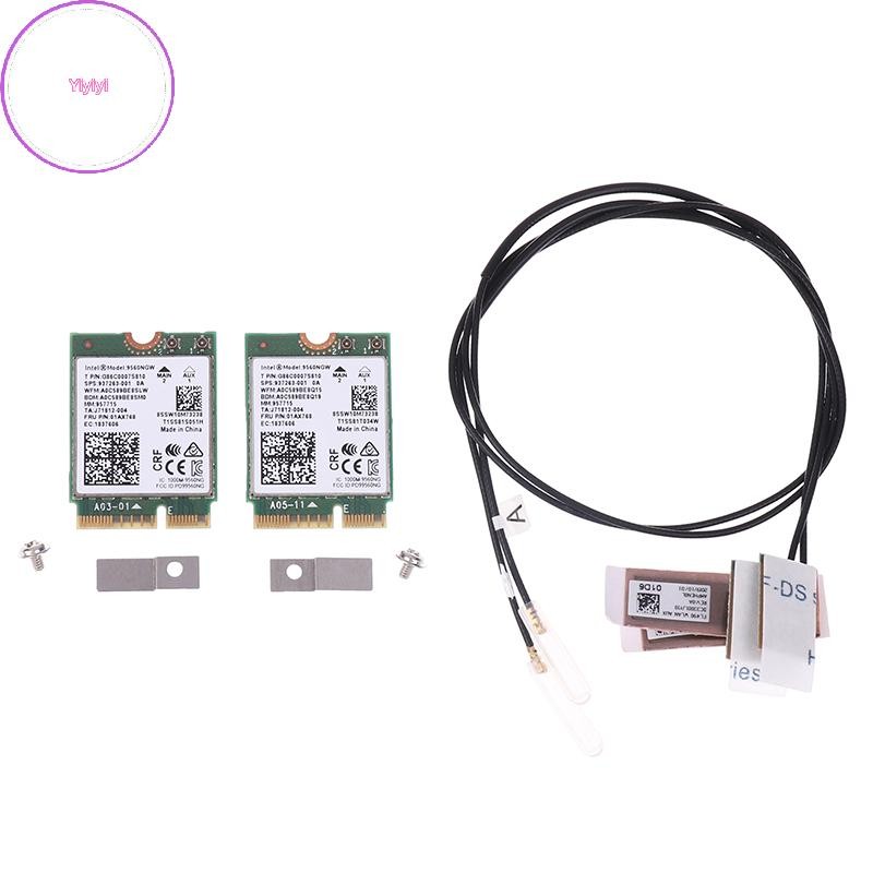 Yiyi 9560NGW การ์ด WiFi + เสาอากาศ 1733Mbps ไร้สาย AC 9560 Dual Band 2.4G/5G BT 5.0 802.11Ac M.2 CNV