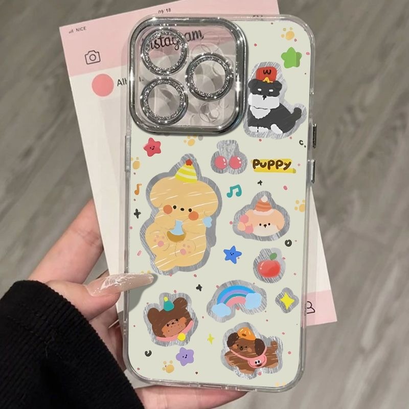 จัดส่งทันที เคสไอโฟน11 13 14 15 16 Pro Max Cartoon น่ารัก ลูกสุนัข กันกระแทก Case For iPhone 13PM,16PM,15PM,14PM,12PM