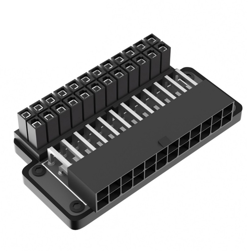 BTM 24Pin Female ถึง 24pin Male Power Adapter 90 องศามุม 24Pin Power Adapter