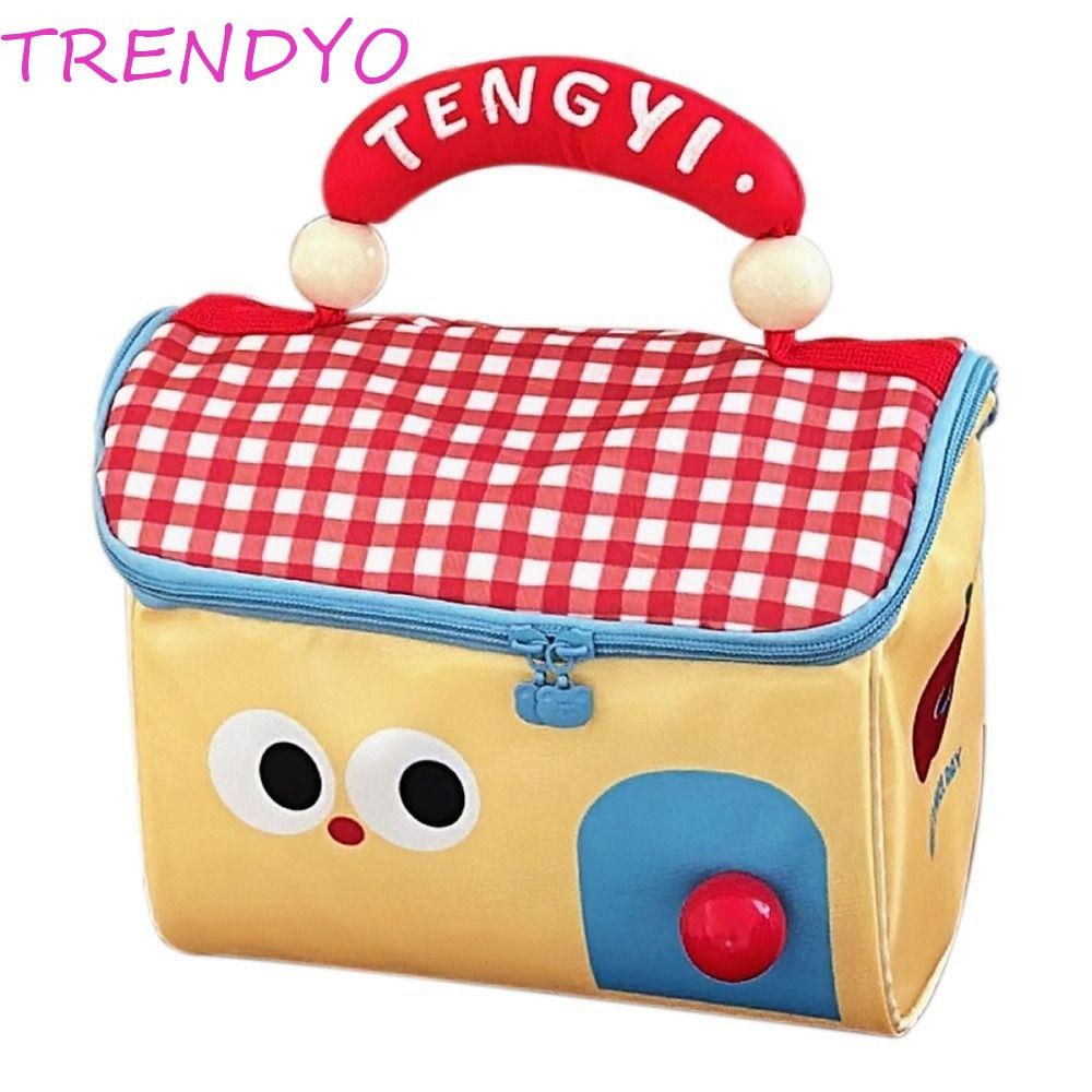 Trendyo กระเป๋าแต่งหน้ามือถือ, ไนลอนการ์ตูน House Shape กระเป๋าเครื่องสําอาง, INS กระเป๋าคลัทช์ความจุขนาดใหญ่ถุงเก็บสกินแคร์กันน้ําเดินทาง