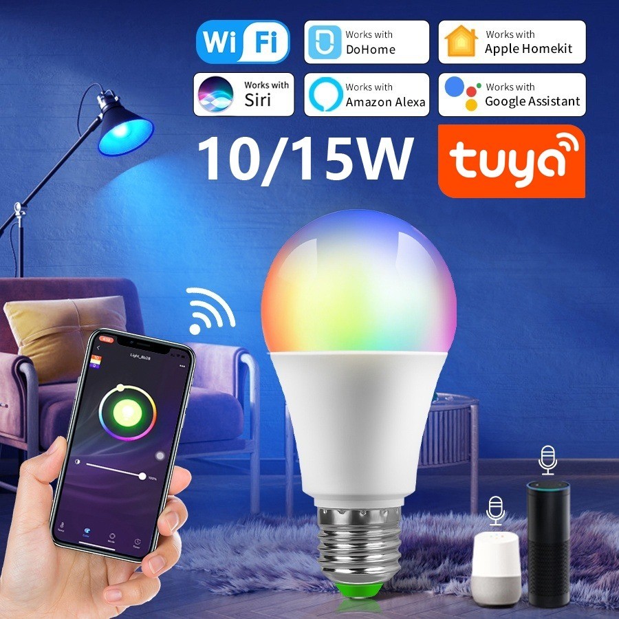 Tuya สมาร์ท WiFi หลอดไฟ LED E27 Alexa LED โคมไฟ RGB Smart Life APP Google Assisant ควบคุมเสียง