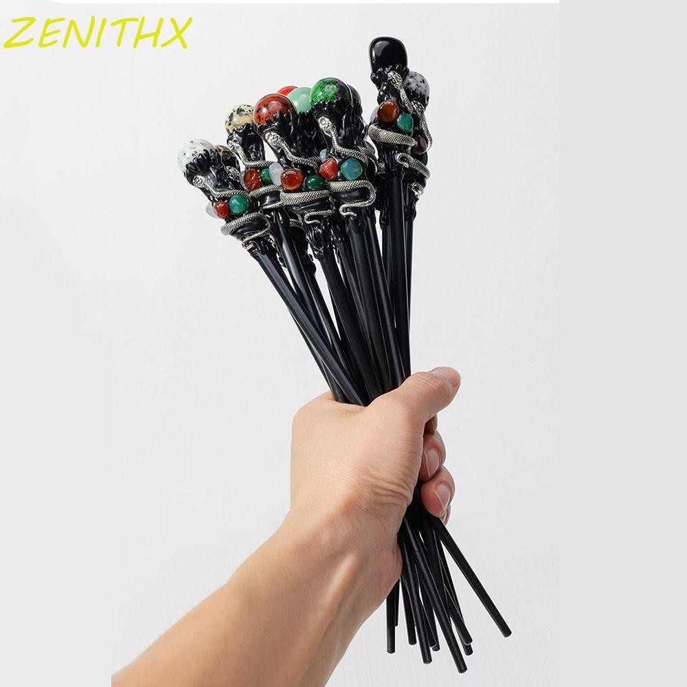 Zenithx ไม้กายสิทธิ์คริสตัลธรรมชาติ, Creative Handcrafted คริสตัล Magic Wand, ของขวัญเด็กแม่มด DIY แบบพกพาคริสตัลธรรมชาติ Ball Scepter คอสเพลย์