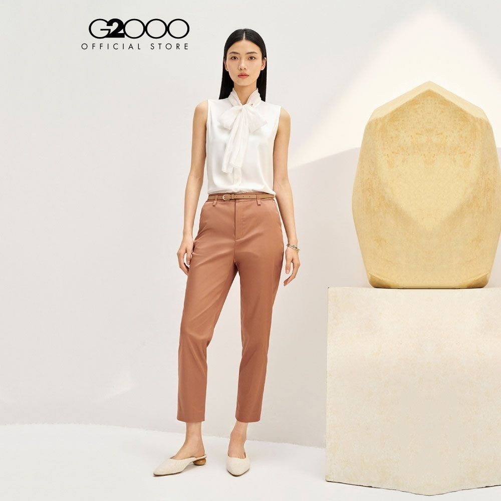 G2000 กางเกงขายาวสำหรับผู้หญิง ทรง Cropped Cigarette Shape รุ่น 4126306638 BROWN