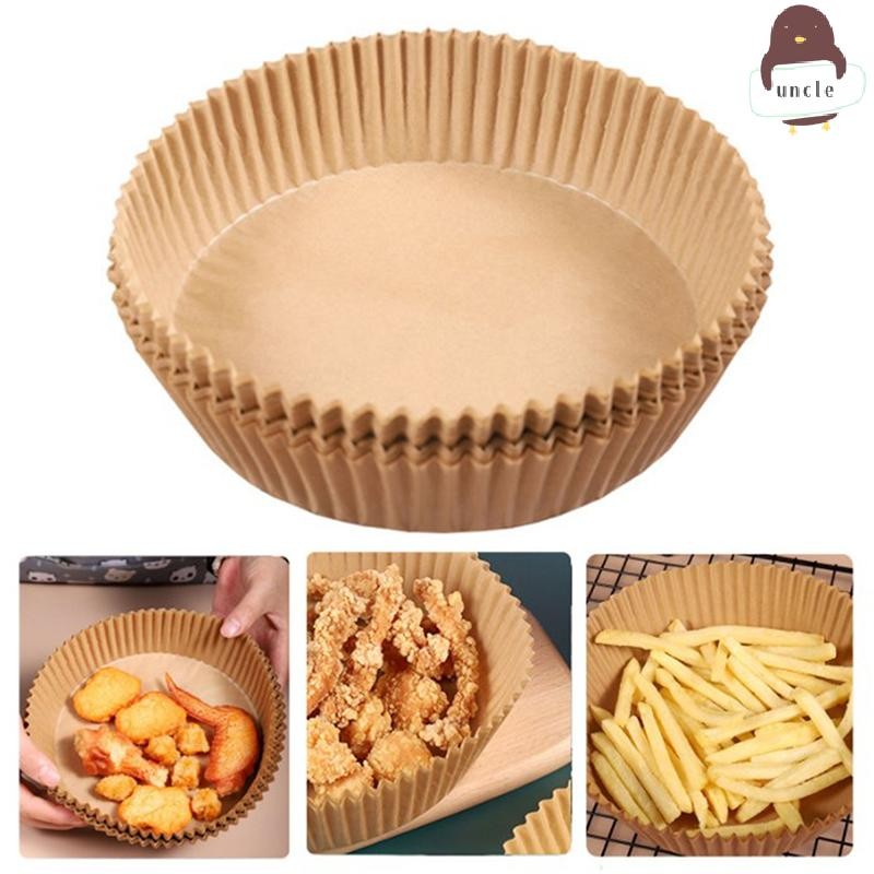 [UN] Air Fryer กระดาษแบบใช้แล้วทิ้ง Liner Non-Stick Mat Steamer Round Paper Baking Mats TH