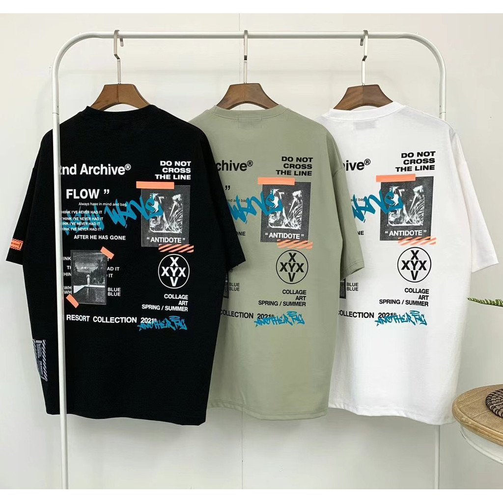 2ND ARCHIVE เสื้อยืดแขนสั้นผู้ชายหรูหราสไตล์ตะวันตก