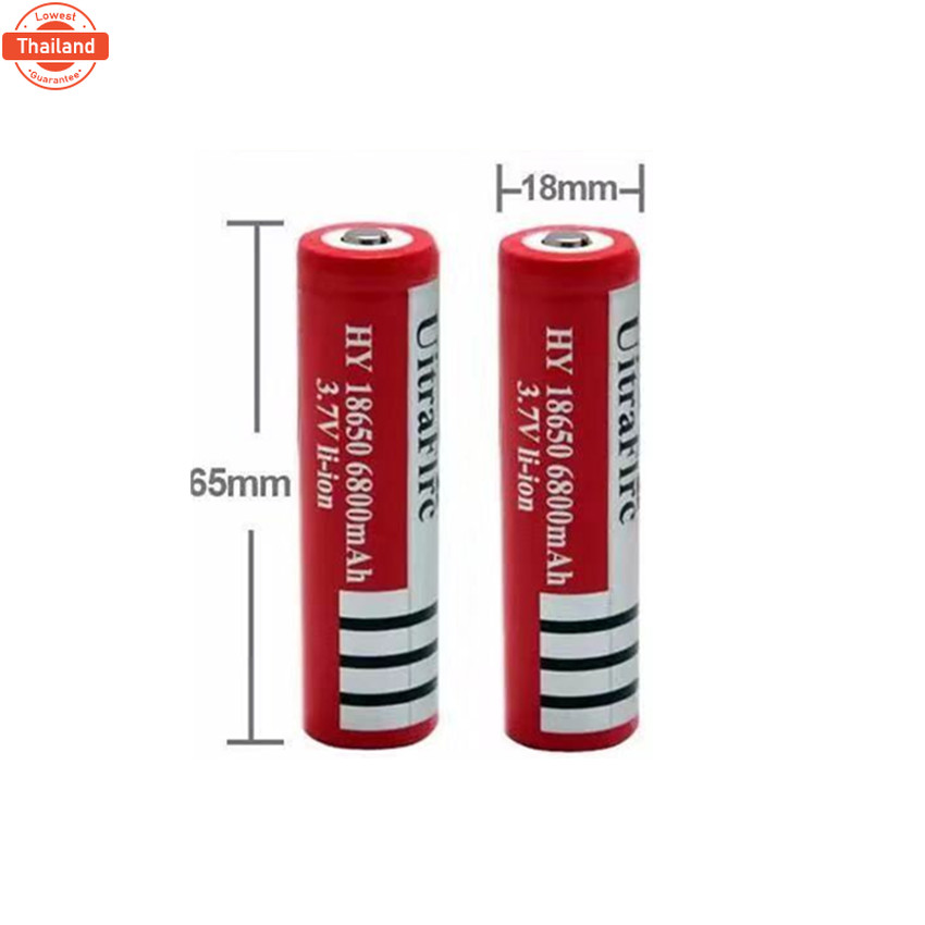 ถ่านชาร์จ 18650 3.7V 6800 mAh 8 ก้อน แถมฟรีที่ชาร์จถ่าน1อัน