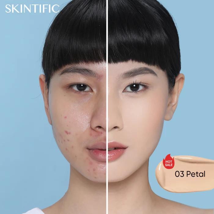 SKINTIFIC Cover All Perfect Cushion  สกินทิฟิค คุชชั่น รองพื้น ทาปกปิดรูขุมขน SPF35 PA++++ 4 เฉดสี ราคา ถูกที่สุด ดีลบีเคเค แกลเลอรีภาพที่ 7