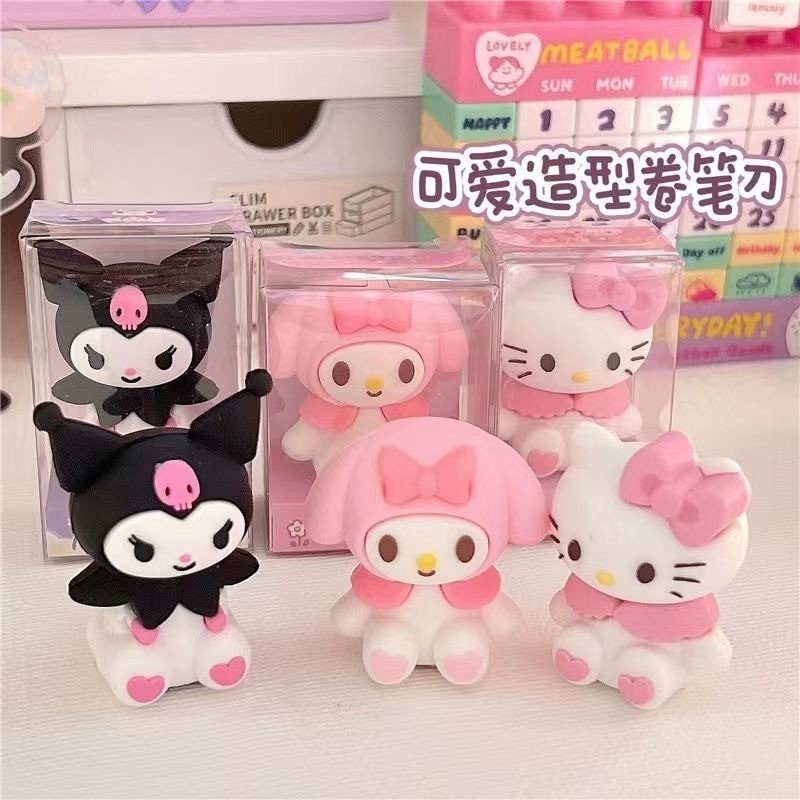 Kawaii Sanrio Kuromi คู่มือกบเหลาดินสอน่ารัก Hello Kitty Melody การ์ตูน Single Hole Sharpener นักเรียนของขวัญเด็ก