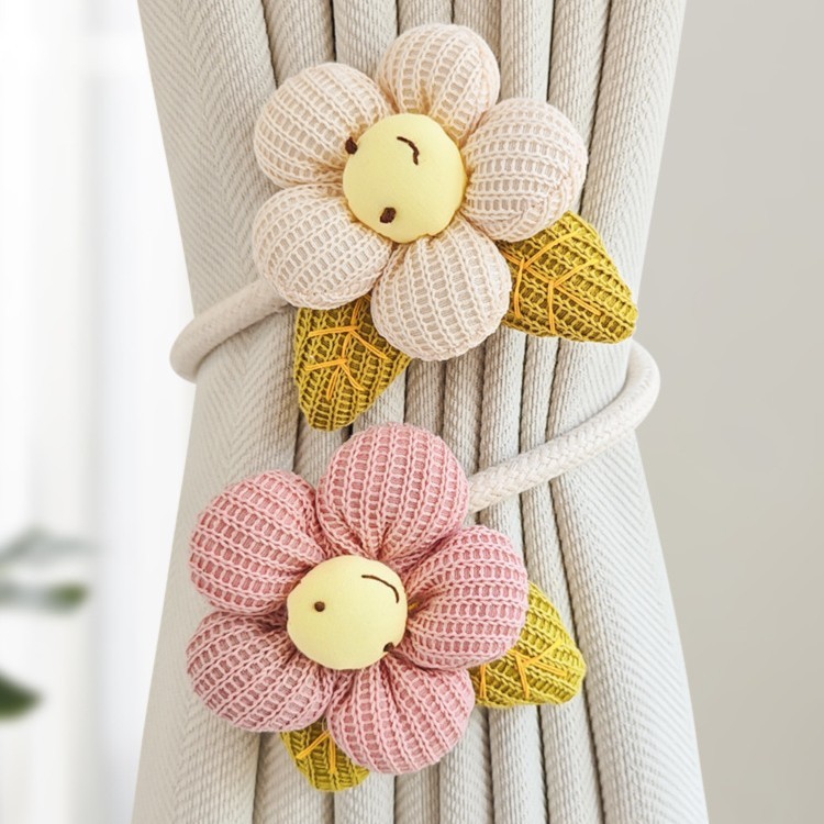 แนะนำ ผ้าม่าน (2ชิ้น) ยิ้มดอกไม้สายรัดผ้าม่าน, แฮนด์เมดน่ารัก, ตาข่ายเก็บผ้าม่านหัวเข็มขัดสายรัด, อุปกรณ์ถัก, ที่ทันสมัยเรียบง่ายสายรัดผ้าม่าน ราคาพิเศษ มีเก็บเงินปลายทาง