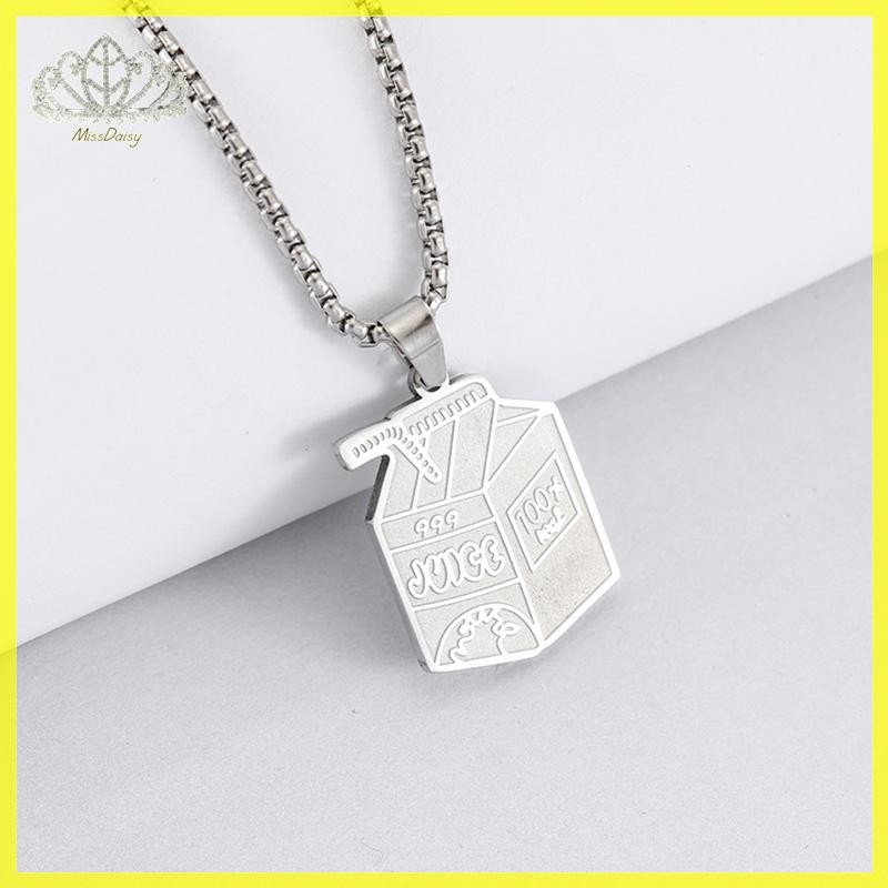 Daisy ประณีตสแตนเลสกล่องน้ําผลไม้สร้อยคอจี้บุคลิกภาพ Hip Hop สร้อยคอ Hoodie อุปกรณ์เสริมแฟชั่นเครื่องประดับสําหรับคู่รัก TH