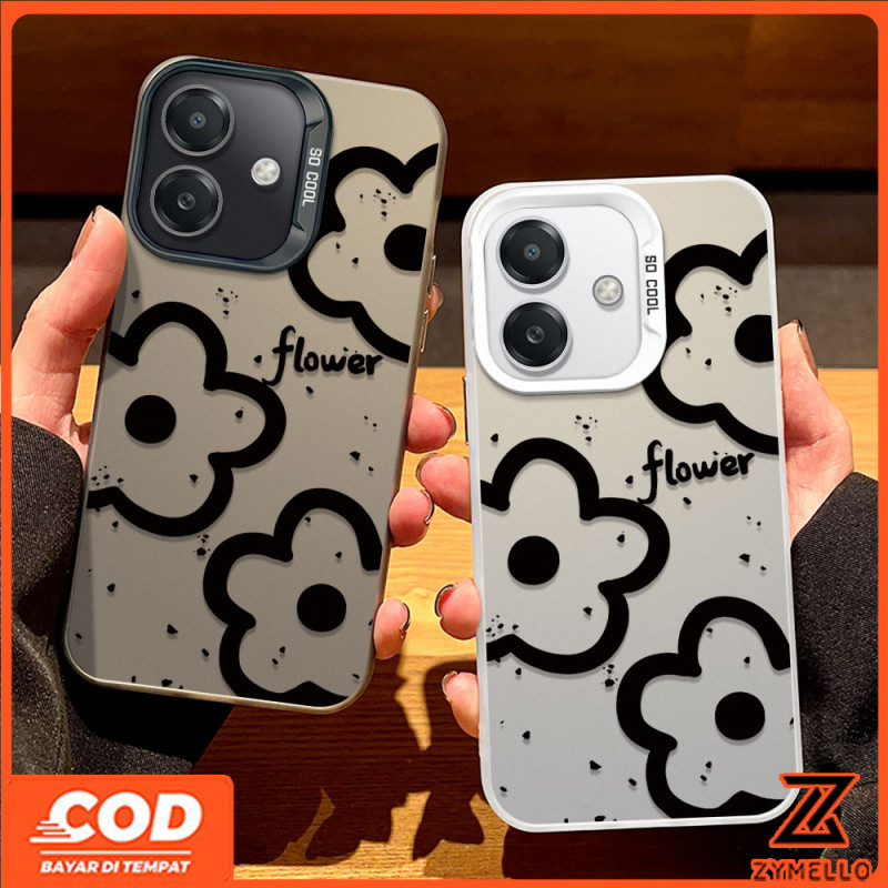 เคสสำหรับ OPPO A3X A3 A18 A17 a77s A79 Pro A57 A60 A96 A58 A38 A54 A76 A5s A16 A98 2020 A5 2020 A7 A12 A9 a17k เส้นสีดำดอกไม้กันกระแทกเคสโทรศัพท์ TPU