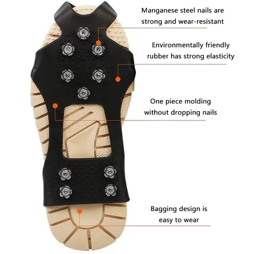 Roadstairs 1 คู่รองเท้า, 10 ฟันลื่น Ice Grippers, ทนทานสวมใส่รองเท้าหิมะน้ําแข็ง Spikes สําหรับหิมะเดินปีนเขารองเท้า - รูปที่ 4