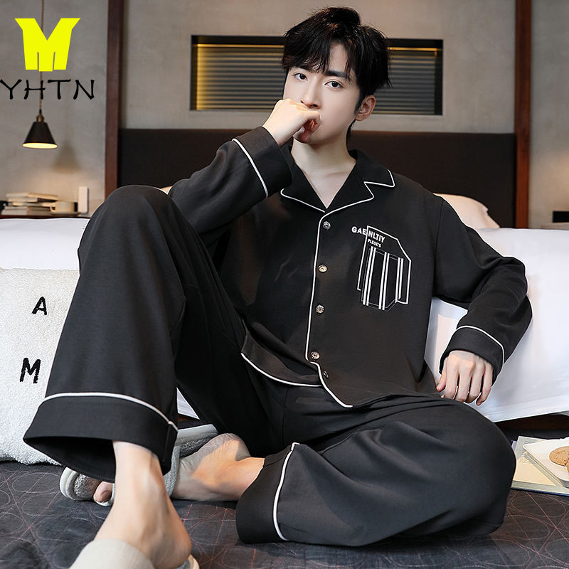 YHTN ชุดนอนผู้ชาย ชุดนอนผู้ชายไซส์ใหญ่ เท่ๆ ไซส์ใหญ่ เกาหลี แฟชั่น ชุดนอนผู้ชายขายาว