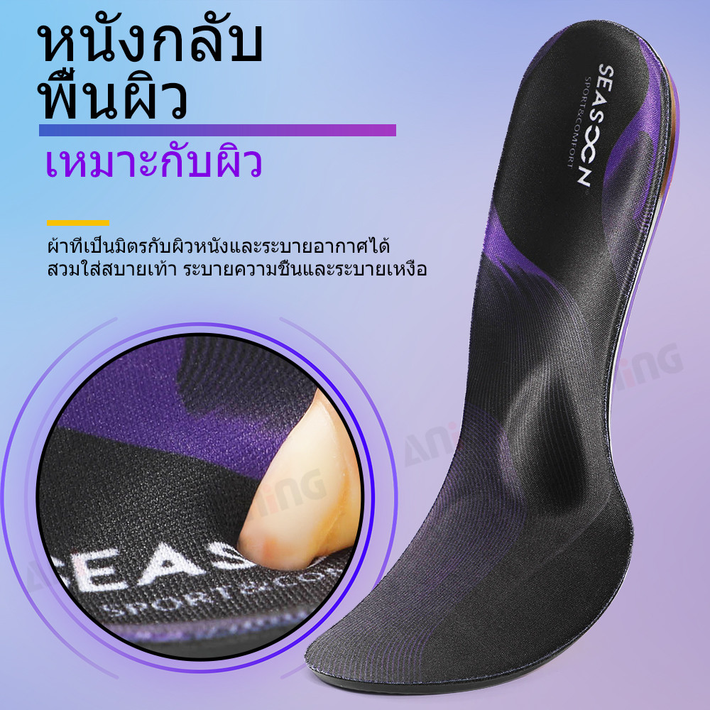 แผ่นรองฝ่าเท้าแบบแบนดูดซับแรงกระแทกรองรับส่วนโค้งสีม่วงเพรียวบาง 1 คู่