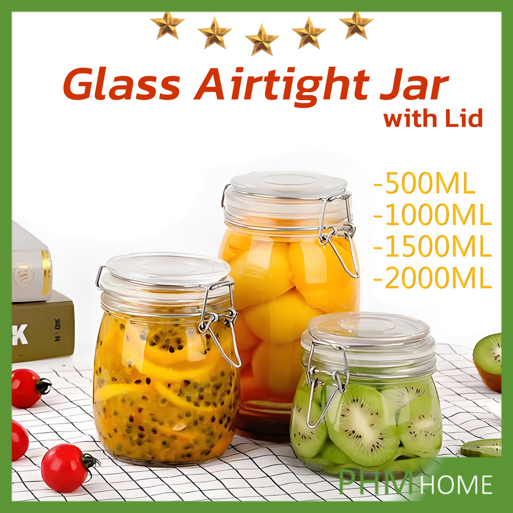[A648] มีหลายขนาดให้เลือก โหลแก้วมีฝาปิด โหลแก้วสูญญากาศ  Glass sealed jar