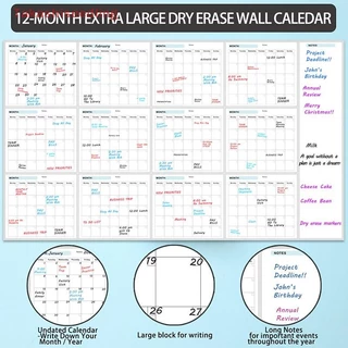 (Takashiseedling) ไวท์บอร์ดแบบลบได้ขนาดใหญ่พิเศษ Undated Erasable Planner 35x58 นิ้วสําหรับโรงเรียนในบ้านและสํานักงาน