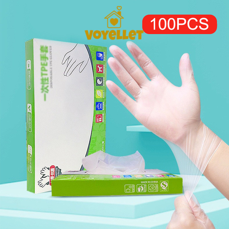 🌈ถุงมือ TPE แบบกล่อง 100 ชิ้น Food Grade แบบพีวีซี เหนียว ไม่ขาดง่ายสำหรับ ทำอาหาร พร้อม🌈