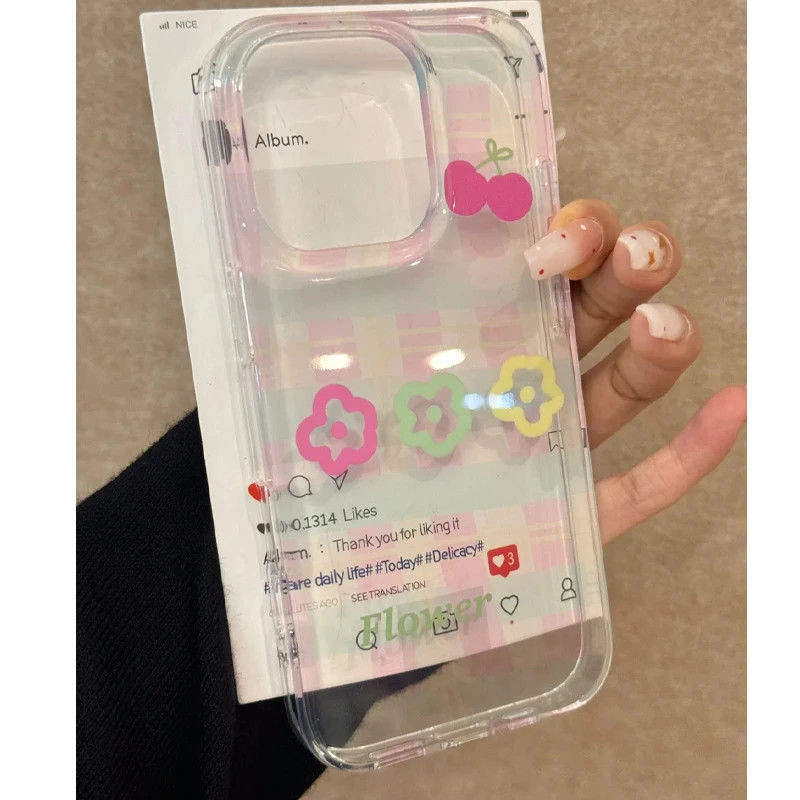 SAMSUNG สําหรับSamsung A56 A05s A06 A14 A55 A25 A02s A04s A52 A16 A13 A24 A36 A12 A11 A05 A30 A51 A10s A54 A15 A50s A31 A32 A35 A03 A32 กรณีดอกไม้เชอร์รี่น่ารัก