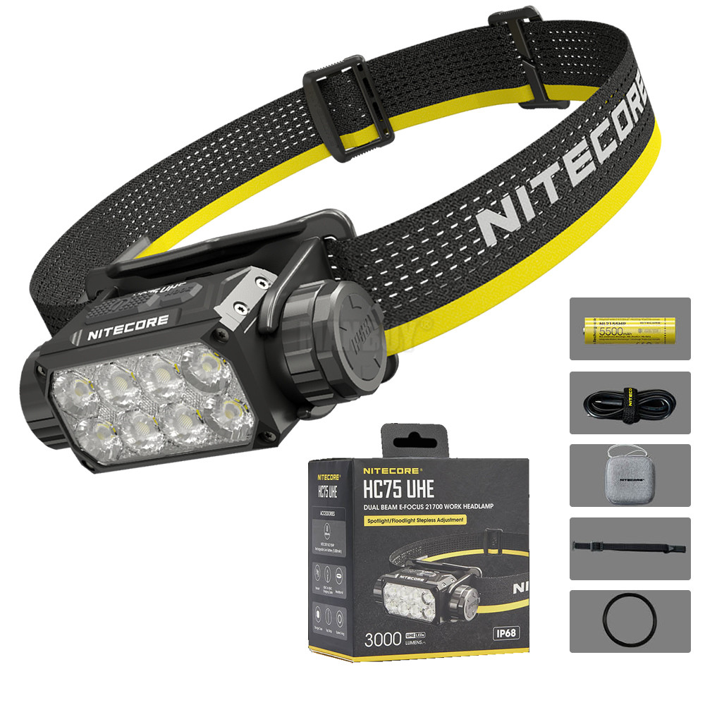 NITECORE HC75 UHE 3000 Lumens สปอตไลท์แบบชาร์จไฟได้ E-focus ปรับไฟฉาย
