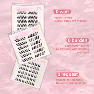 Minjumie ราศี ขนตาปลอม 3D ไม่ต้องใช้กาว มีกาวในตัว ขยายตา ติดทน ติดง่าย ใช้ซ้ำได้ มี 24 ช่อ ต่อกล่อ