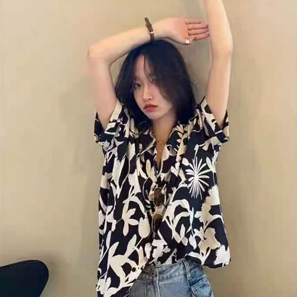 เสื้อเชิ้ตฮาวาย แขนสั้น ลายดอก ผ้าไหมอิตาลี สไตล์เกาหลี thumbnail 4