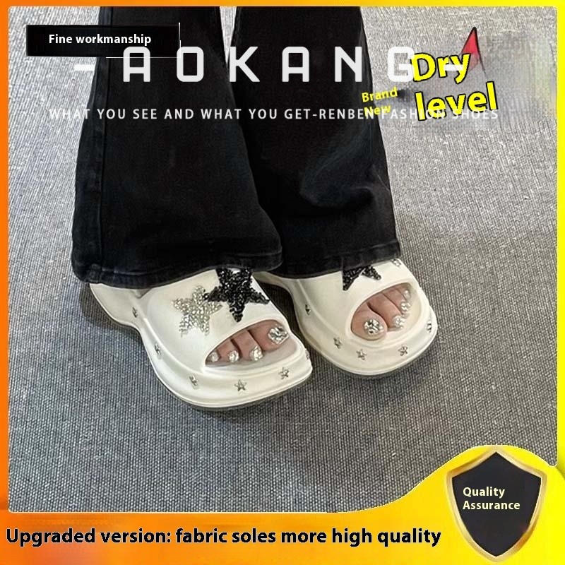 AOKANG Stylish Star Embellished Platform Sandals for Women Summer 2024