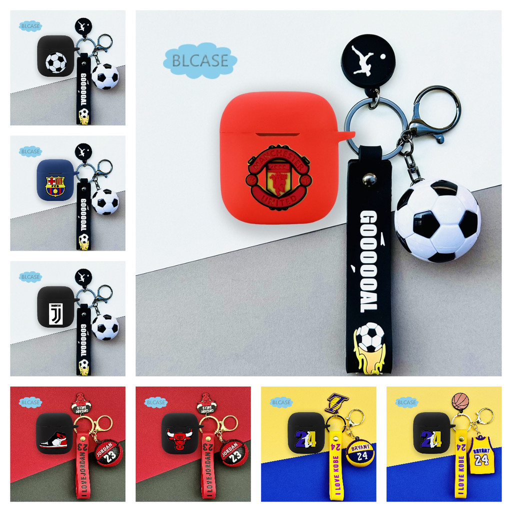 Casing Cover for Marshall MINOR IV/MINOR III Earphone Silicone Case Earbuds  Waterproof Shockproof Soft Protective Headphone Cover Headset Skin Football Pendant