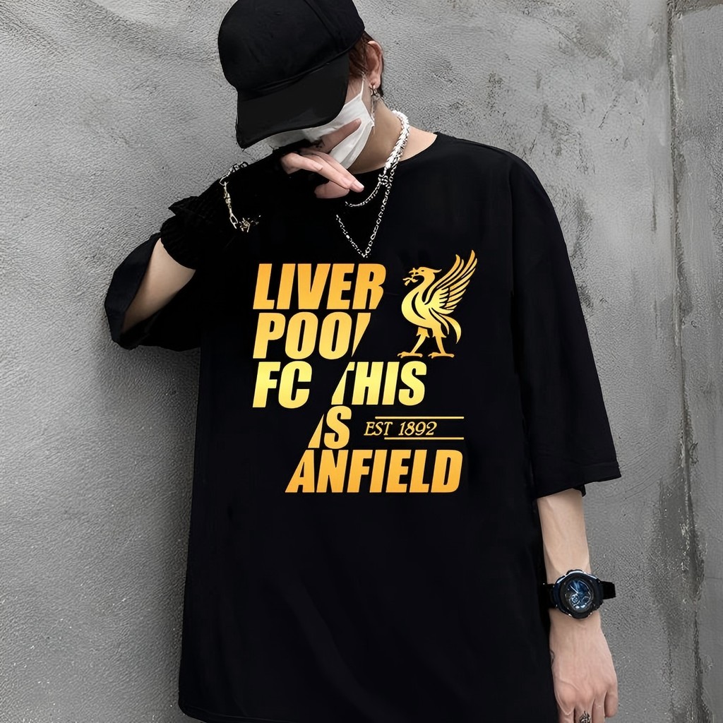 พร้อมส่ง เสื้อยืดคุณภาพดี เสื้อลิเวอร์พูล เสื้อยืด Liverpool LFC หงส์แดง เสื้อยืดผู้ชาย-ผู้หญิง สีดำ