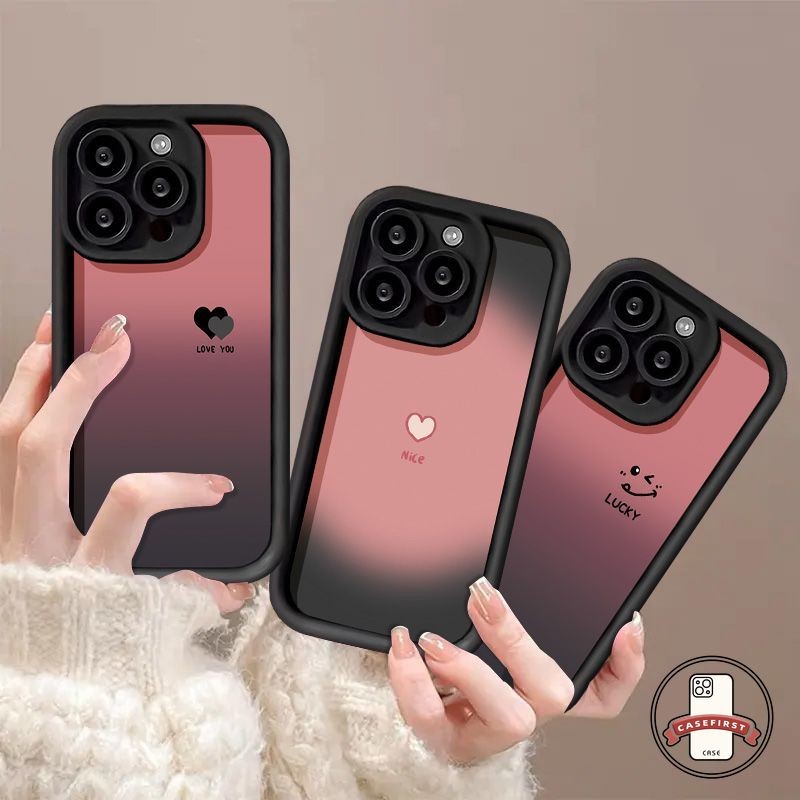 ไล่ระดับสีการ์ตูนรักหัวใจยิ้ม Emoji เคส Oppo A18 A15 A5s A54 A35 A12 A53 A38 A58 A57 A17K A3s A17 A7