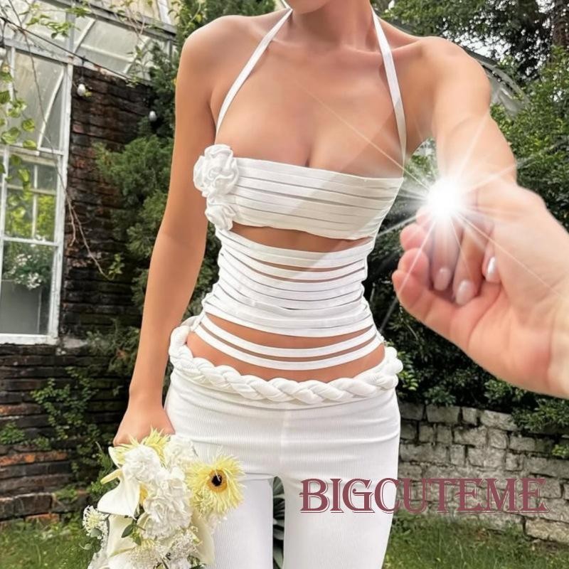 []-เสื้อกล้ามแขนกุดลายดอกไม้ 3D สีทึบสําหรับฤดูร้อนสําหรับผู้หญิง