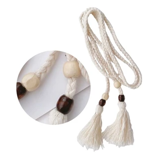Braided Knot Waist Rope for Women Fabric Rope Chain Tassels Belt Dress Accessory
