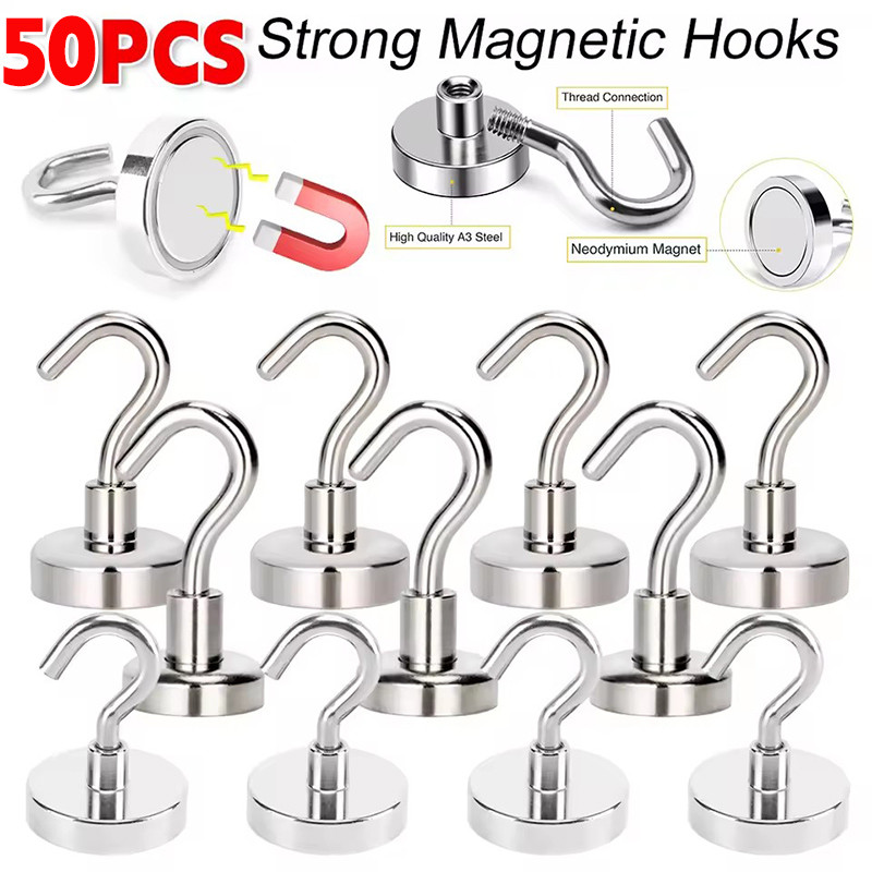 10/30/50 ชิ้น Strong Magnetic ตะขอติดผนัง - Heavy Duty Key Coat แขวนแขวน Home Organizer