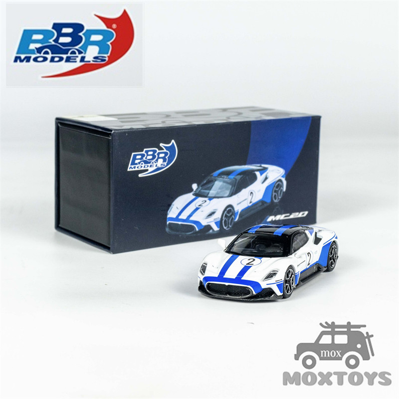 BBR 1:64 MC20 #2 Performance Experience White Blue strip Diecast Model Car