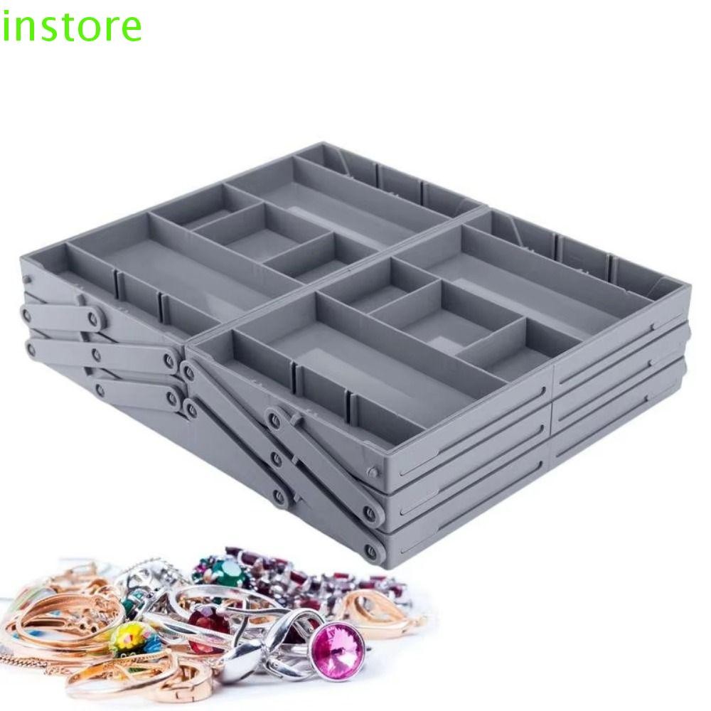 INSTORE ลิ้นชัก Organizer, Multi Grid 2/3 ชั้นขยายถาด,กันฝุ่นปรับพลาสติกประหยัดพื้นที่ Flatware Storage Divider เครื่องครัว