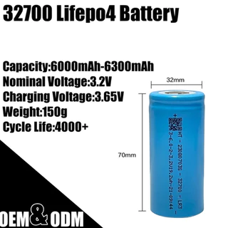 แบตเตอรี่ LiFePO4 32700 (32650) 3.2V 6000mAh หัวแบน สำหรับระบบโซล่าเซลล์ รถEV สกู๊ตเตอร์ แบตใหม่มือหนึ่ง 100%