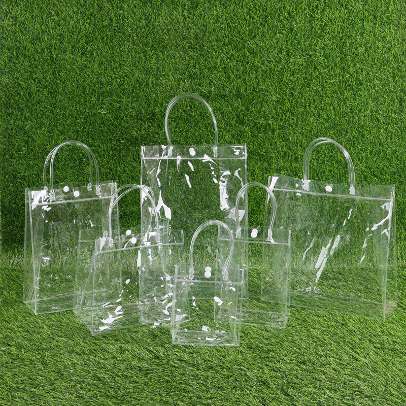 กระเป๋าใส PVC กันน้ำ พร้อมหูหิ้ว มีกระดุม ถุงใส่ของขวัญ กระเป๋าถือ กระเป๋าช้อปปิ้ง 5 ขนาด ราคา ถูกที่สุด ดีลบีเคเค แกลเลอรีภาพที่ 9