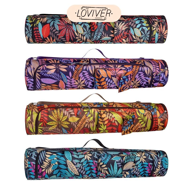 เสื่อโยคะ Carrier กระเป๋าถือ w/ กระเป๋าปรับได้สายคล้องไหล่กระเป๋ายิมพกพากระเป๋าออกกําลังกาย 16x76 ซม.