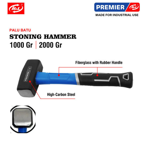 Bodem BOGEM H&L Stone Hammer 1000gr, 2000gr / Stoning Hammer ด้ามยาง HL Premier 1000 2000 กรัม / PAL