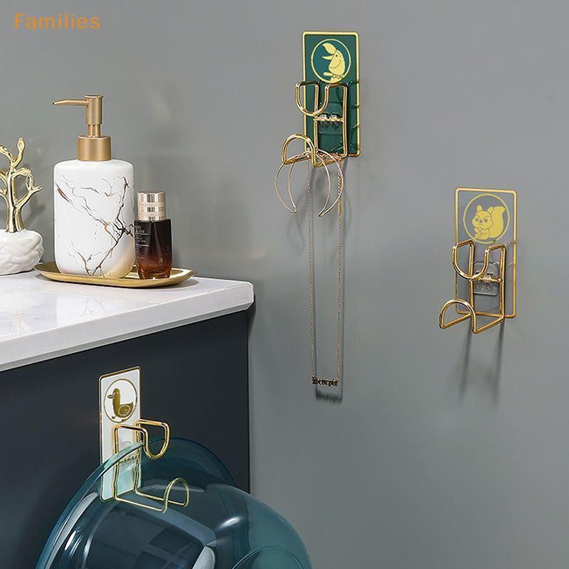 Families> 1 ชิ้น Punch-ฟรี Sticky ห้องน้ําห้องครัว Traceless อ่างล้างหน้าประหยัดพื้นที่ Organizer Wall Mount Hook Holder กาวชั้นเก็บได้ดี