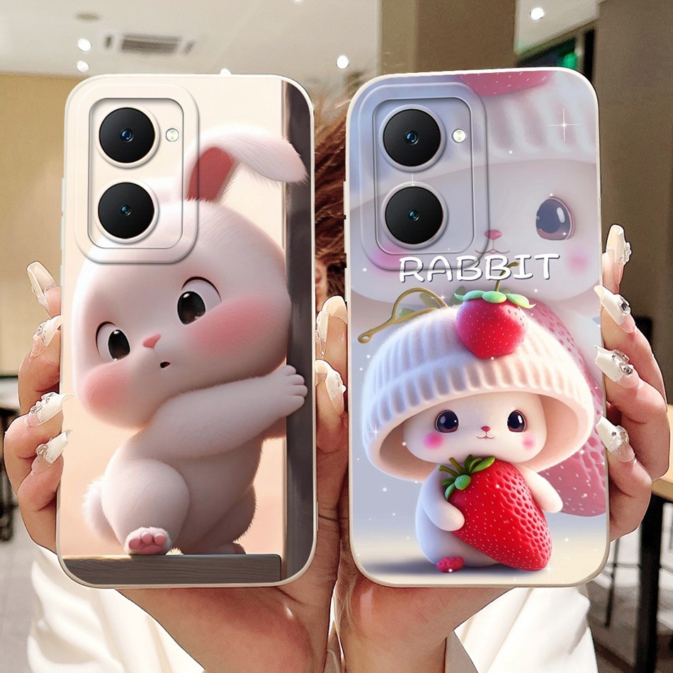 สําหรับ Vivo Y03 Y03T Y18 Y18e Y18i Y18T Y28S 5G ใหม่น่ารักกระต่ายแมวการ์ตูนปลอกเลนส์ป้องกันซิลิโคนอ่อนนุ่มเคสโทรศัพท์