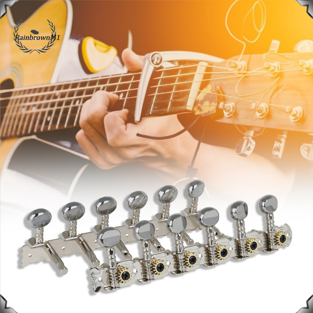 [Rm] 1ชุด6-ลิงค์12สตริงหัวกลมหมุดคอลัมน์ปุ่มปรับแต่งจูนเนอร์สําหรับกีตาร์ไฟฟ้า