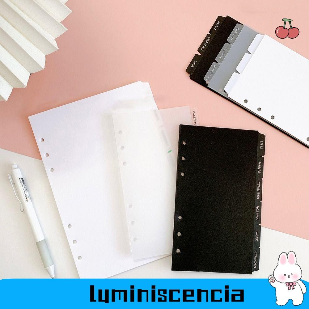 LUMINSCIENCEI Separator Paper Index, Page Classification Separator, A5 A6 6 หลุมสีดําสีขาว Index Pag