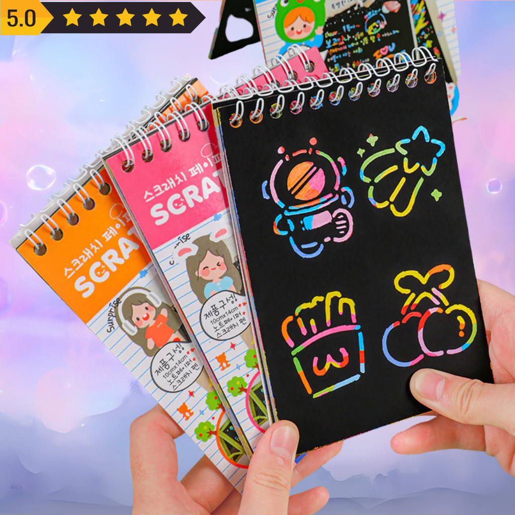 Scratch Note 7 สี Rainbow Neon (Scratch Note) - magic - A4, A5, A6 Size