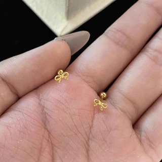 Roselife 1 คู่ S925 เงิน Mini Bow สกรูต่างหูผู้หญิง Pierced หู Studs เครื่องประดับ