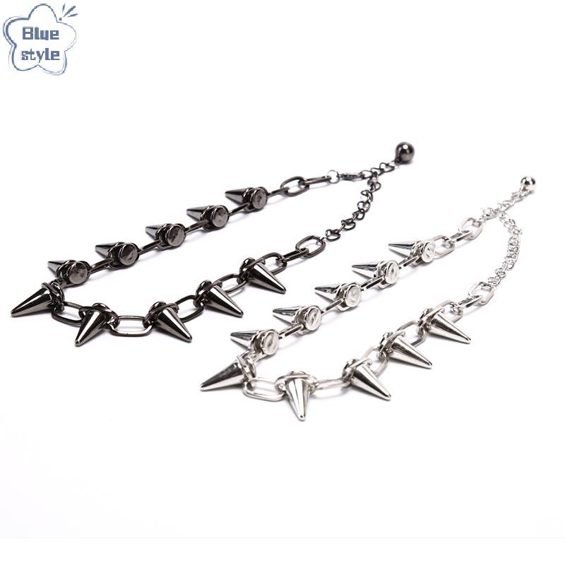 Bluestyle ใหม่ Spike Rivet Punk สร้อยคอ Goth Rock Biker Link Chain Choker เครื่องประดับใหม่