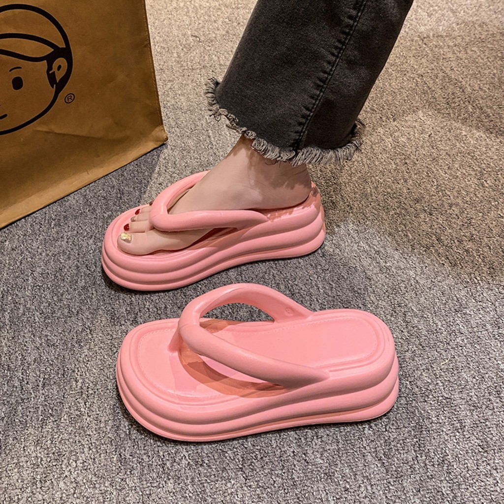 7 0 ซม.หนาด้านล่าง Flip Flops ผู้หญิงฤดูร้อน 2025 ใหม่อินเทอร์เน็ต Celebrous แฟชั่น High rise Non sl