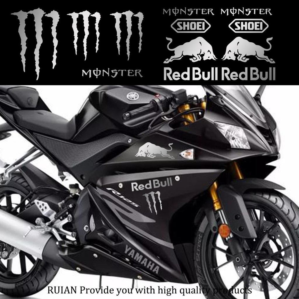 ใหม่ Red Bull Monster Energy สติ๊กเกอร์สะท้อนแสงการปรับเปลี่ยนรถจักรยานยนต์หมวกกันน็อคตกแต่งไวนิล Decals